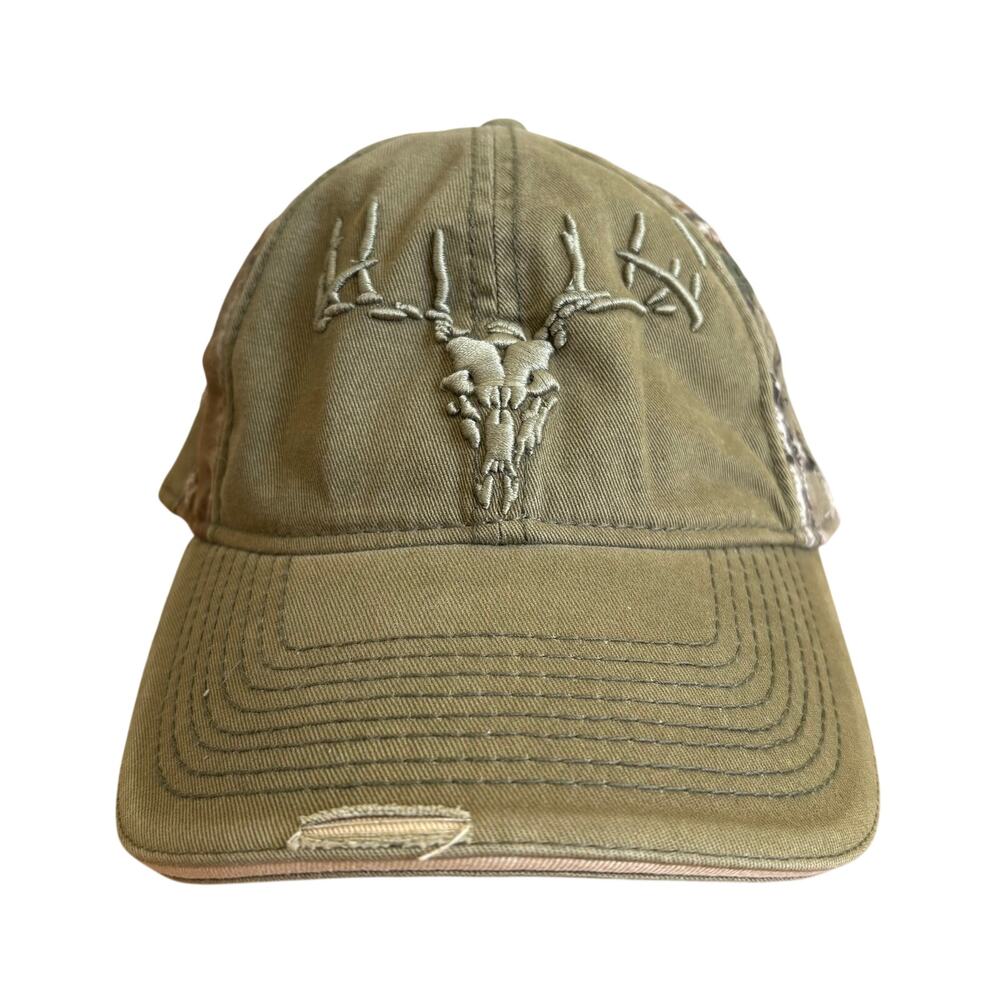 Buck Wear Deer Skull Green Camo Hat Strap Cap Adjustable Camouflage Hunting